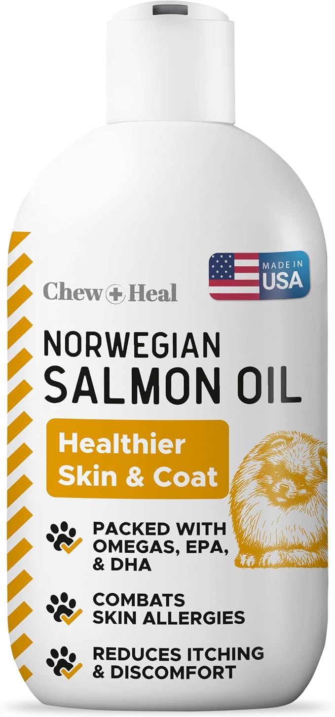 Salmon Oil for Dogs - Premium Fish Oil for Skin and Coat Health - Omega 3 Supplement - Supports Itchy Skin - 8 oz Liquid -...