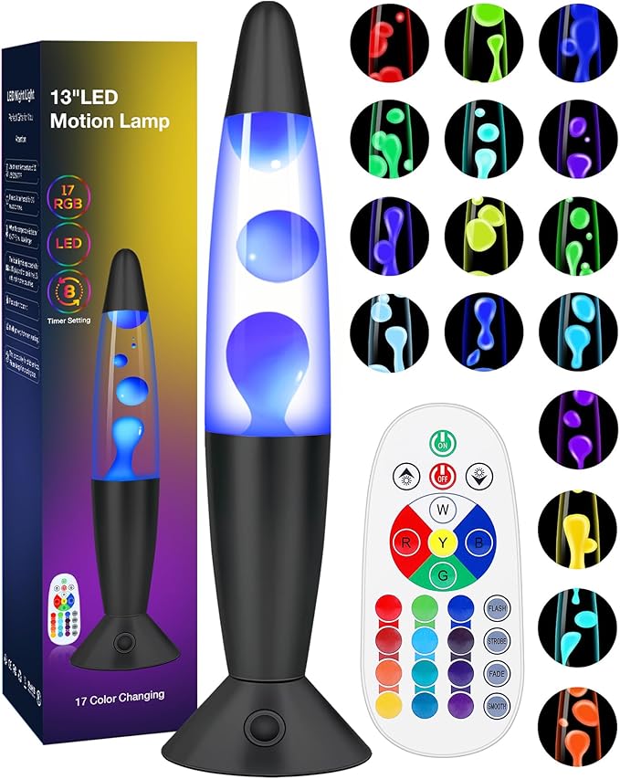 Color Changing Black Liquid Motion Lamps: 17 Colors LED Night Light for Adults with Remote & Timer, Smart Ambient Mood Lig...