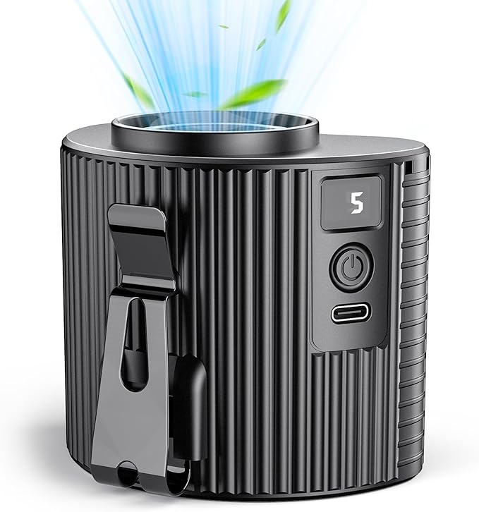 Koonie Portable Mini Waist Fan with LED Display, Personal Cool Clip Belt Fan with 5 Speeds, 11000 RPM Strong Airflow, Unde...