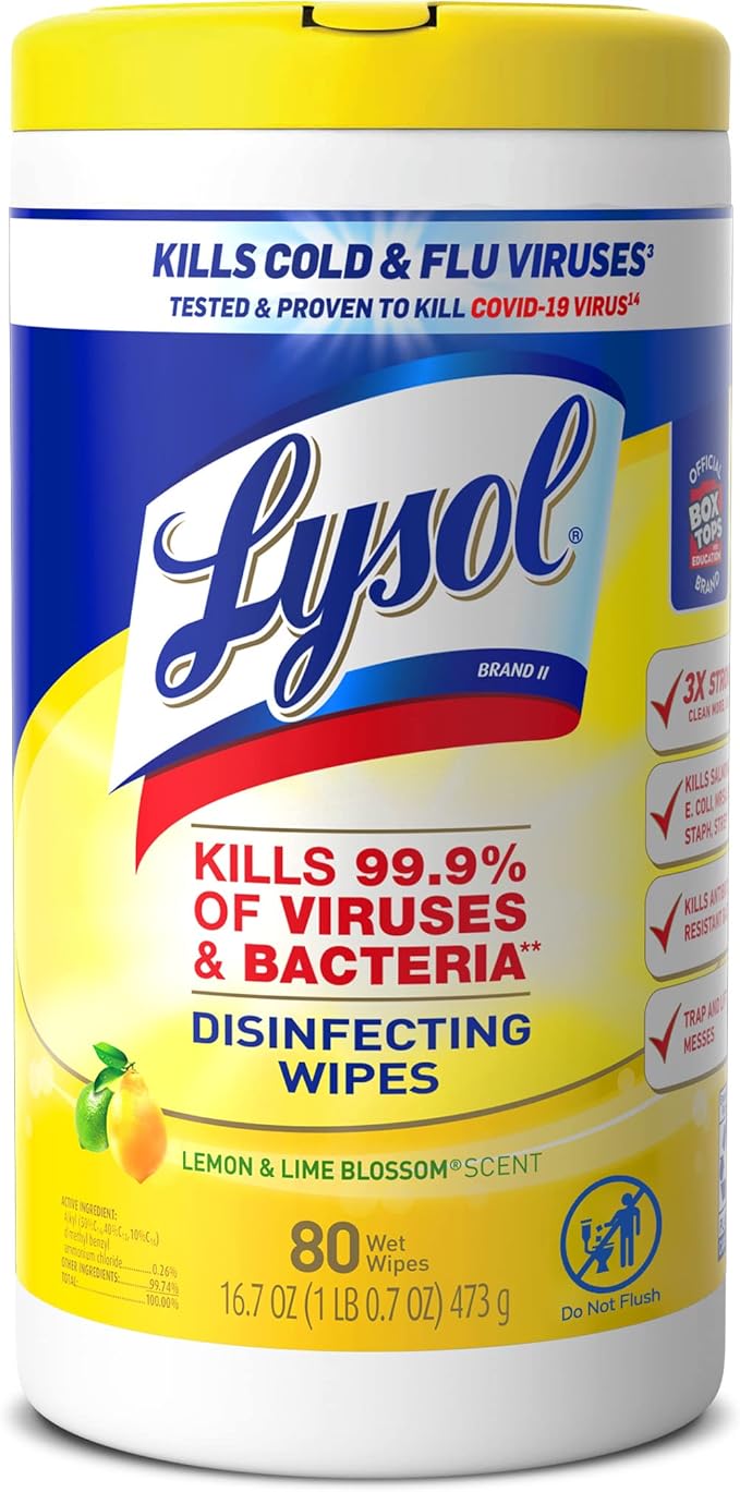 Lysol Disinfecting Wipes Bundle, Home Apartment Dorm Room Essentials and Cleaning Supplies, All Purpose Cleaner, Multi-sur...