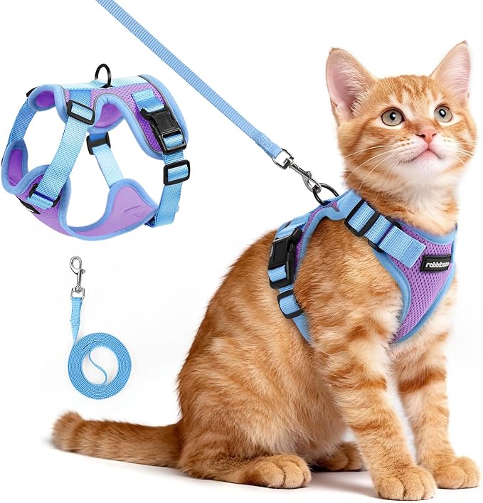 rabbitgoo Cat Harness and Leash Set, Escape Proof Soft Adjustable Vest Harnesses for Outdoor Walking, Easy Control Breatha...
