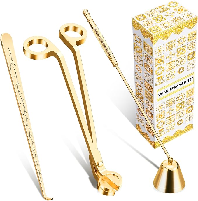 calary Candle Wick Trimmer, Candle Snuffer and Wick Dipper & Candle Accessory Set, 3 in 1 Candle Care Kit for Candle Lover...