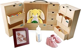 Vencer DIY Baby Keepsake Box - Handwritten Label Wood Newborn Memory Organizer for Baby Shower, Hair, Teeth, Pregnancy, Mo...