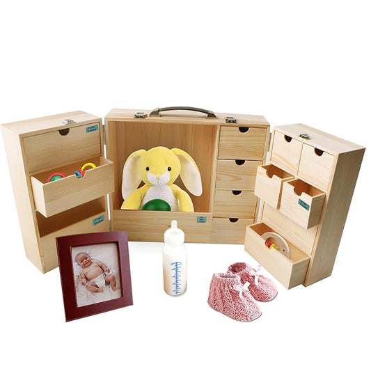 Vencer DIY Baby Keepsake Box - Handwritten Label Wood Newborn Memory Organizer for Baby Shower, Hair, Teeth, Pregnancy, Mo...