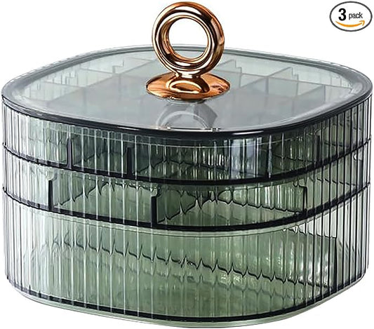 HALAFE Jewelry Box, 3-Layer Acrylic Jewelry Organizer with Handle, Clear Jewelry Boxes for Women Girls, Make up Organizer,...