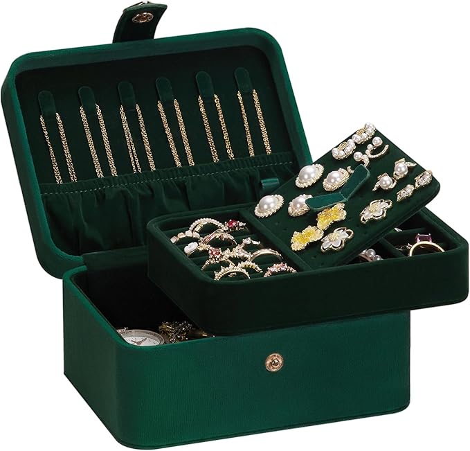 Homde Jewelry Box Small for Women: Ring Earring Organizer Storage for Dresser - Necklace Bracelets Holder with Multi Compa...