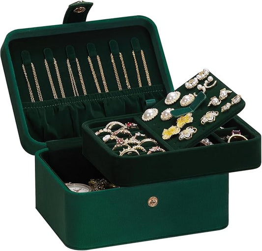Homde Jewelry Box Small for Women: Ring Earring Organizer Storage for Dresser - Necklace Bracelets Holder with Multi Compa...