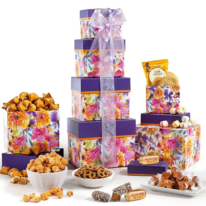 Broadway Basketeers Gift Basket Tower Snack Gifts for Women, Men, Families, Birthday, Appreciation, Thank You, Get Well So...