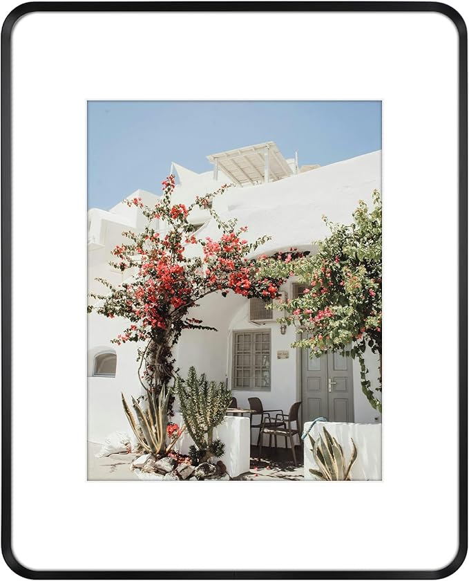 Golden State Art 16x20 Aluminum Picture Frame Black - With Mat for 11x14 Photo or Without Mat for Round Edges 16 x 20 Phot...
