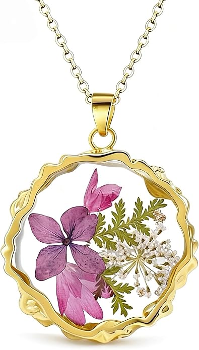 Elondra Birth Flower Necklace,1-12 Birth Month Flower Handmade Pendant Necklaces for Women Personalized Custom Floral Jewe...