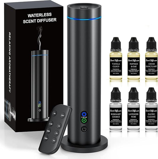 Waterless Diffuser, 1000 Sq.Ft Coverage, Essential Oil Diffuser– Plug-in Only, Remote Control, Adjustable Mist Mode, Mood ...