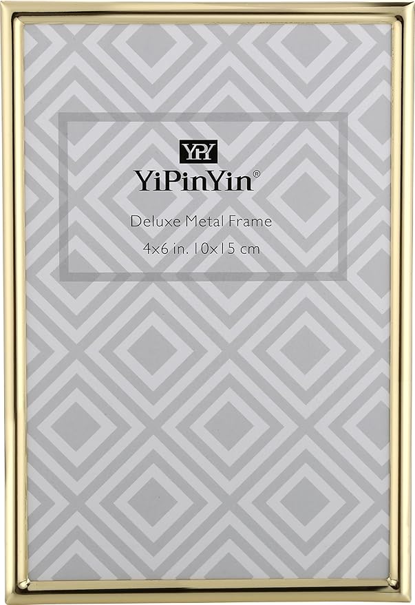 YiPinYin Gold 4x6'' Simply Metal Picture Frame,Elegant Gold Plated Photo Frames 6x4'' with Soft Touch Velvet & Backing for...