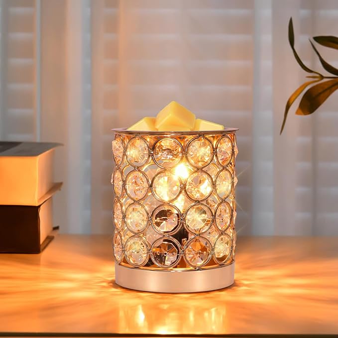 Crystal Wax Melt Warmer Candle Wax Warmer for Scented Wax 2 in 1 Wax Melts Fragrance Warmer Wax Cubes Melter Home Office D...
