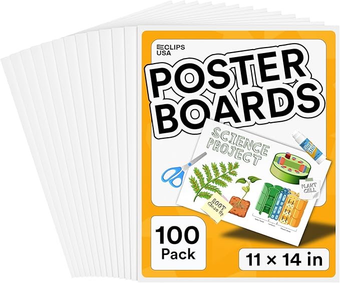 Poster Board White Poster Paper 11x14 Large Poster Board Bulk School Supplies 100 Pack (White 11x14)