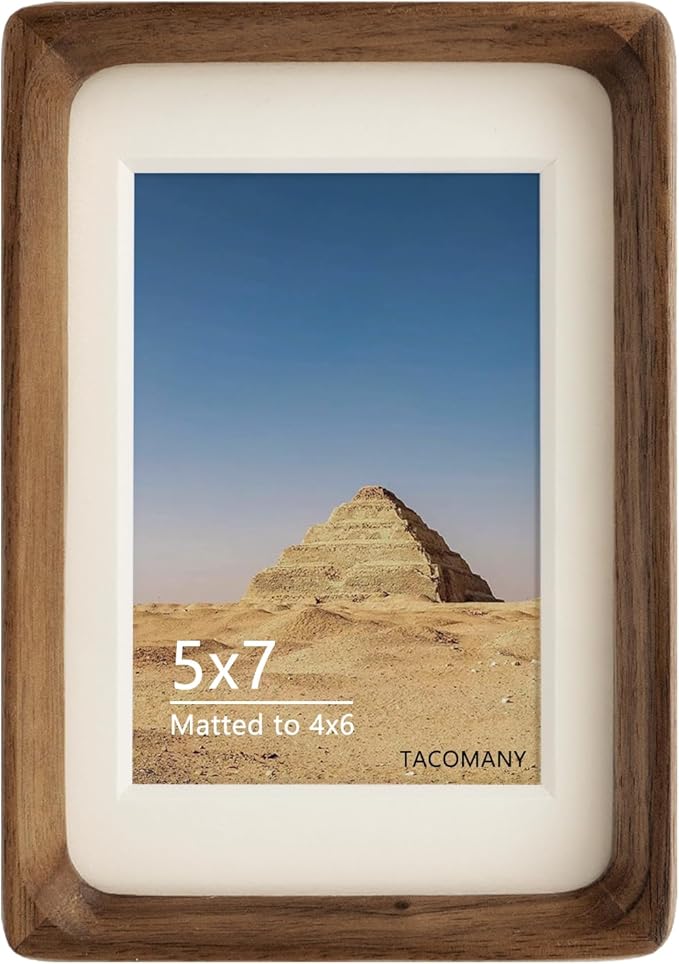 Natural Wood Photo Frames Inspired Tabletop Picture Frame with Mat, Vertical or Horizontal Display (Walnut, 5x7 matted to ...