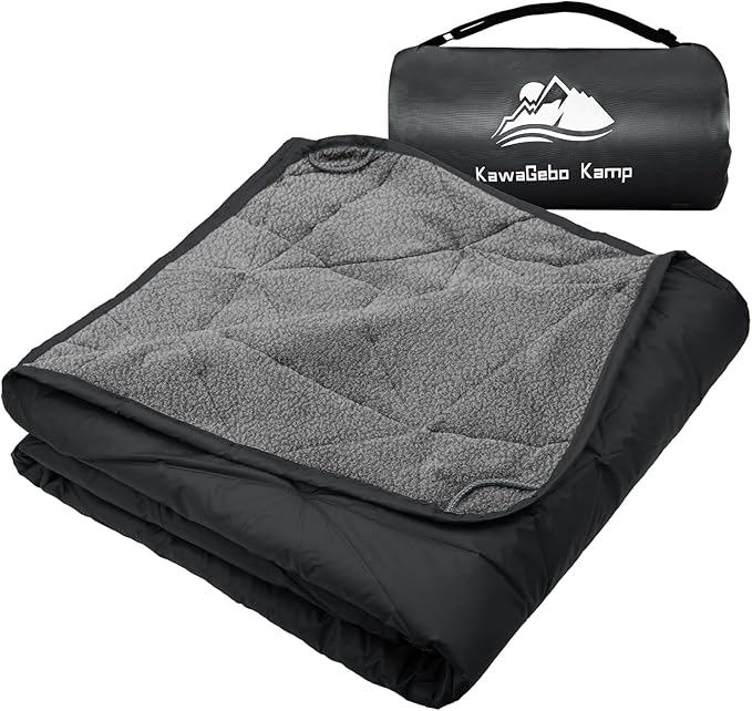 KawaGebo Kamp Large Outdoor Waterproof Blanket Extra Thick Fleece Stadium Blanket for Camping, Car, Pet, Picnics - Windpro...