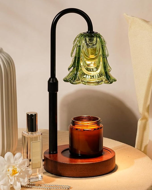 Small Candle Warmer Lamp with Timer, Adjustable Green Lamp Warmer for Jar Candles, Unique Women Gifts for Birthday, Dimmab...
