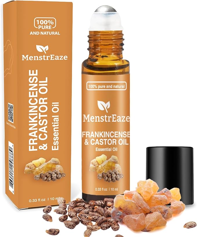 Castor Oil Roll On and Frankincense Essential Oil for Face, High Potency Eye Roller for Skin, 100% Pure Natural Moisturize...