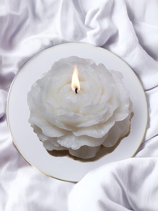 Peony Flower Shaped Candle with Scent, Soy Wax Blend Aromatherapy Candle, Gift Candle, Gifts for Women, Candles for spa, Y...