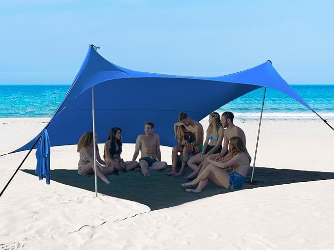 BESTSET 10×10ft UPF50+ Beach Tent Sun Shelter, Windproof Stable Outdoor Pop Up Beach Shade Canopy for Camping, Fishing, Ba...