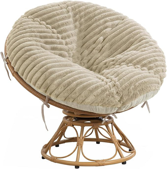 HOMBYS Fluffy Shaggy Cover for Papasan Chair Cushion, Plush Faux Fur Slipcover ONLY, (Without Cushion) Removable Soft Papa...
