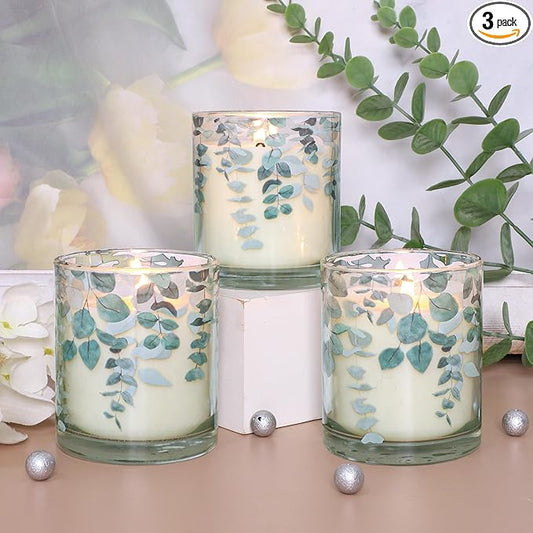 3 Pack Candles for Home Scented Aromatherapy Candles Gifts Set Eucalyptus Scented Candle Long Lasting Greenery Decorative ...