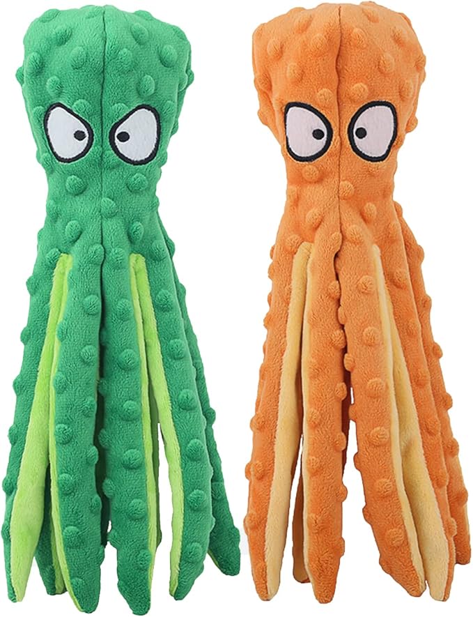 HGB Squeaky Dog Toys - Octopus No Stuffing Crinkle Plush Large Dog Toys to Keep Them Busy for Puppy Teething Chewing, Pet ...