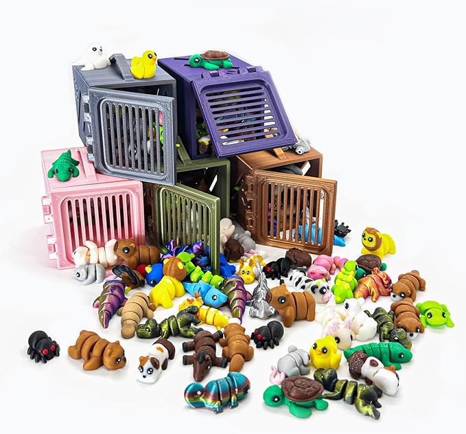 30Pcs Mystery Mini Animals Figures Set, 3D Printed Small Animal Flexible Fidget , 3D Printed Cute Animal Home, Executive D...