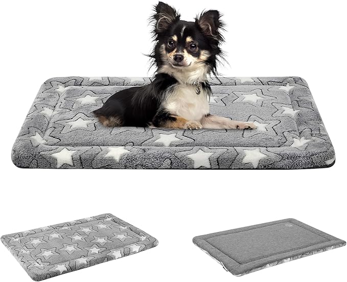 EMPSIGN Dog Crate Pad - Reversible Kennel Mat (Cool & Warm), Machine Washable, Cozy Star Pattern Sleeping Pad for Small Me...