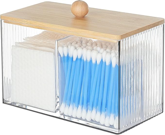 KIMCHOMERSE Qtip Holder Storage, Bathroom Cotton Ball Holder Canisters for Cotton Swab, Cottons Pad, Dental Floss Organize...