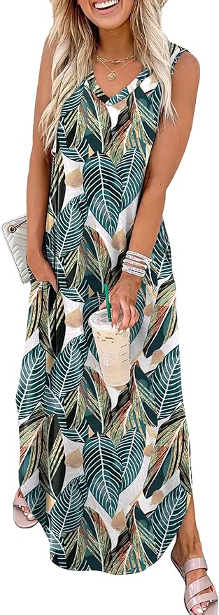 Sampeel Summer Dresses Maxi Dress Vacation Beach Sundresses 2025 with Pockets