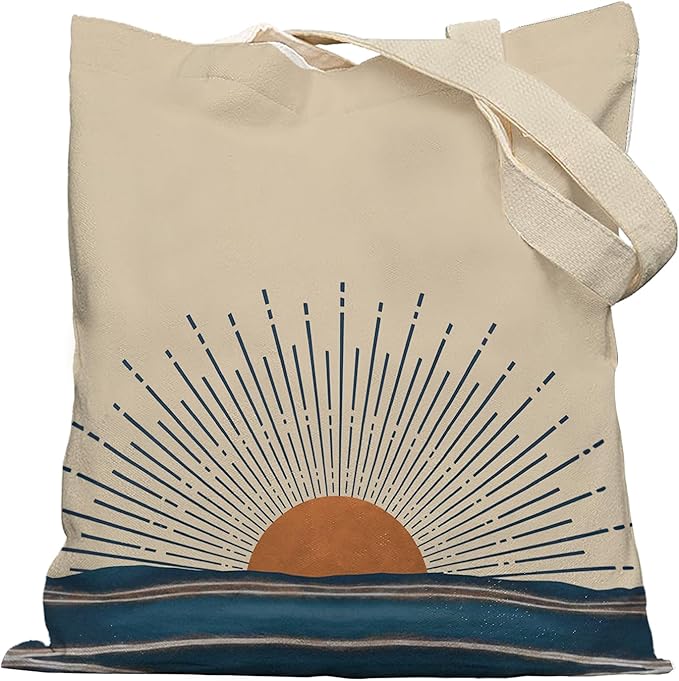 YeiHe Vintage Boho Tote Bag Aesthetic, Boho Sun Sunshine Ocean Wave Canvas Tote Bag for Women, Boho Gifts for Women, Boho ...