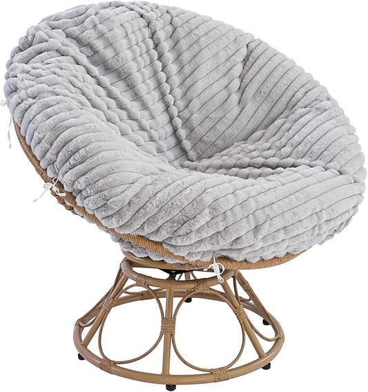 Homlazeezy Papasan Chair Cushion Cover Only 50"x50", Removable Slipcover Without Cushion, Soft Faux Fur Cushion Covers wit...
