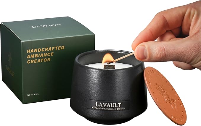 Lavault Stone Jar Candles - Long-Lasting Burn Time - Made from Natural Soy Wax and Essential Oils - Paraffin-Free - Ideal ...