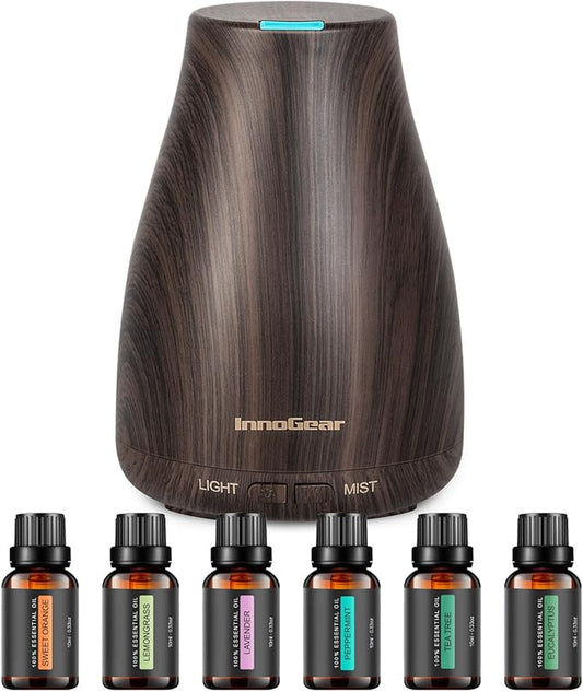 InnoGear Essential Oil Diffuser with Oils, 100ml Aromatherapy Diffuser with 6 Essential Oils Set, Aroma Cool Mist Humidifi...