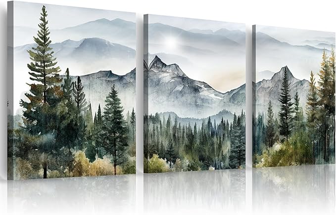 MHARTK66 Wall Art for Living Room Modern Wall Decor for Bedroom Office Decor Abstract Mountain Forest Landscapes Ink Paint...