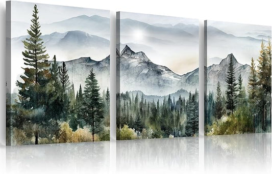 MHARTK66 Wall Art for Living Room Modern Wall Decor for Bedroom Office Decor Abstract Mountain Forest Landscapes Ink Paint...