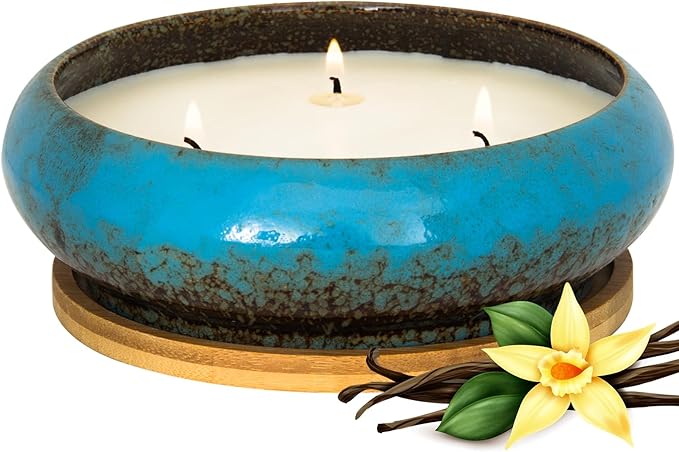 Scented Candles - 3 Wicks Large Vanilla Candle for Home Scented, 17 oz Aromatherapy Candle Gifts for Women, Decorative Nat...