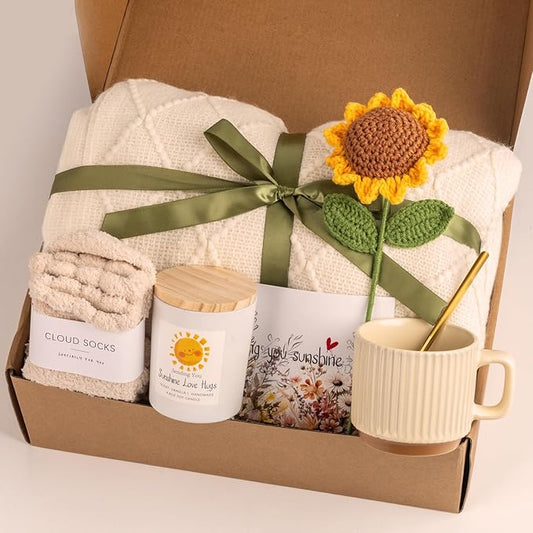 Anforsun Sending Sunshine Sunflower, Thinking of You Care Package Unique Gift Baskets for Women, Best Friend Birthday and ...