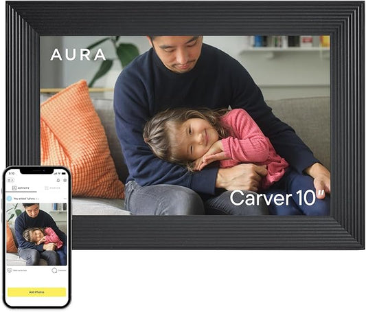 Aura Carver HD WiFi Digital Picture Frame, 10.1”, Add Photos with Aura App, Free Unlimited Storage - Wirecutter’s Pick for...