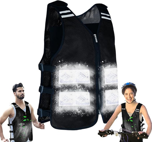 Cooling Vest for Men&Women, Reflective Ice Vest with 32 PCS Ice Packs, Cool Jacket for Hot Weather Summer Workout