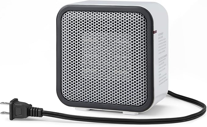 Amazon Basics Ceramic Space Heater, Portable Mini Heater for Office Desk, 500W, With Tip-Over Protection, Lightweight 1.4 ...