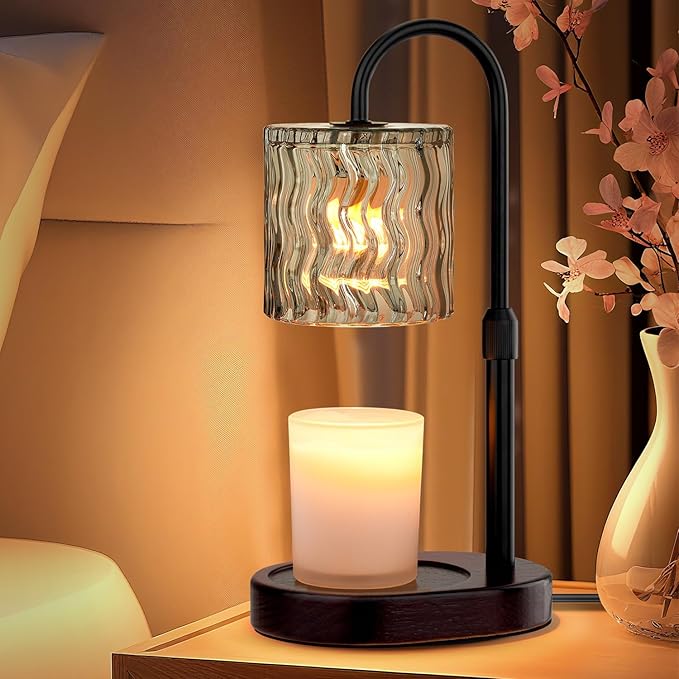 GOIUEDBZ Candle Warmer Lamp Electric Timer: Dimmable Candles Warming Lamps - Height Adjustable Burner Jar - No Flame Scent...