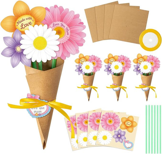 BDDYYI 28 Set Mother's Day Flower Bouquet DIY Kit Floral Paper Craft for Teacher Appreciation & Home Decor Thankful Gift f...