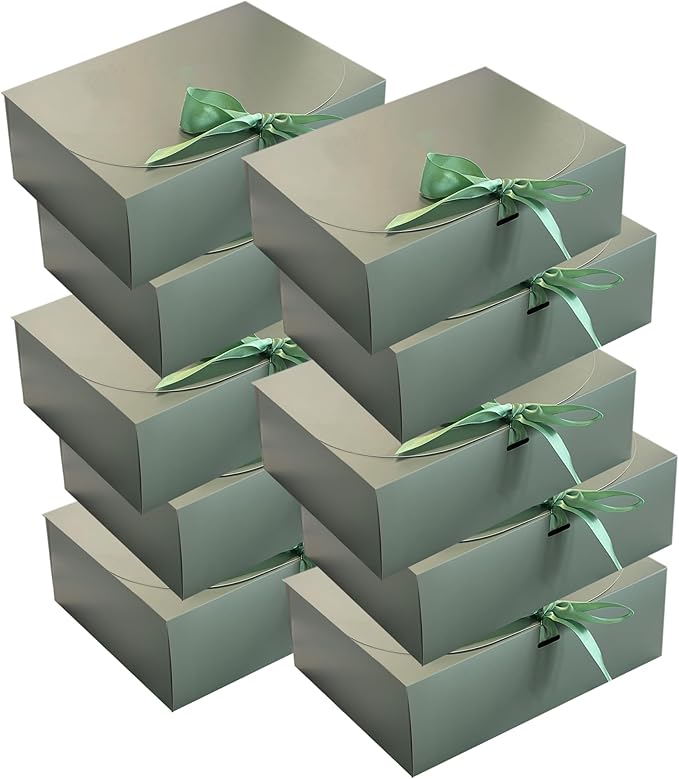 LADY&HOME 10 Pcs Gift Boxes with Lids, Bridesmaid Proposal Box with Ribbon,Paper Boxes for Wedding,Gift Packing,Birthday,P...