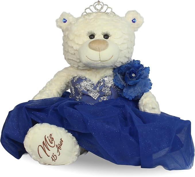 Kinnex Collections by Amanda Large 20” Quinceañera Teddy Bear Centerpiece – Elegant Dress, Oversized Keepsake Gift for 15 ...