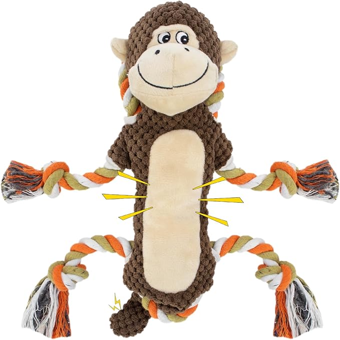 CneeeeeB Squeaky Monkey Dog Toys for Large Dogs,Dog Monkey Toy,Dog chew Toys, Interactive Toys, Stuffed Plush Puppy Toy wi...