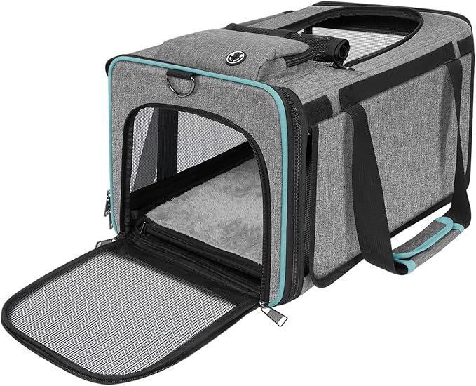 GAPZER Soft-Sided Pet Carrier for Air Travel 18x11x11 Inch - Underseat Cabin Carry Bag for Small Cats & Dogs Under 15 lbs