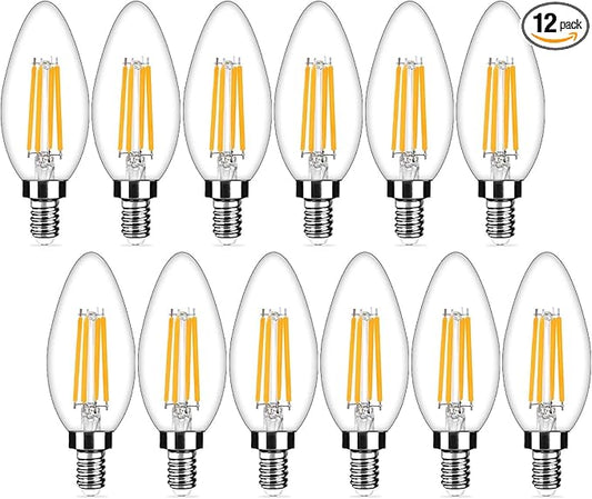 12-Pack Dimmable E12 LED Candelabra Bulbs 40Watt Equivalent, 2700K Warm White, 450Lumens, 4W B11 Vintage Chandelier Light ...