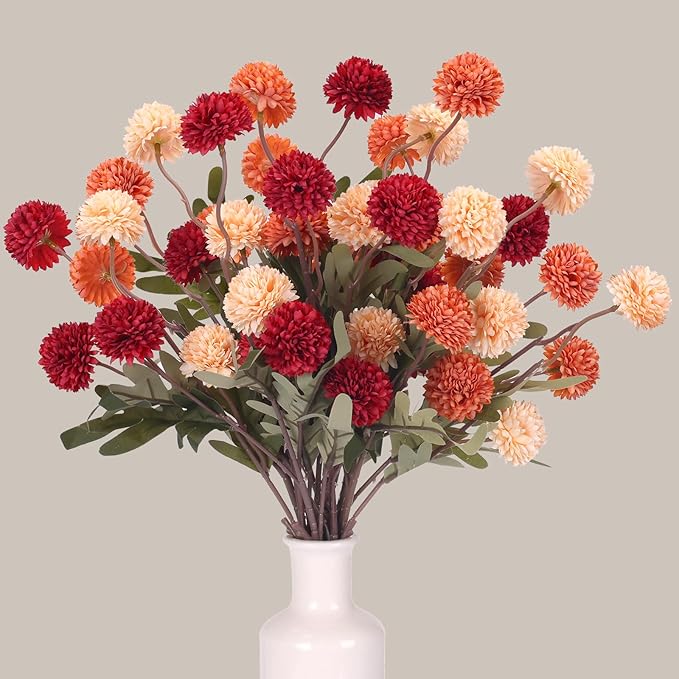 CEWOR 10pcs Fall Artificial Flowers for Vase, Fake Flowers for Autumn Table Centerpieces Decor, Aesthetic Artificial Flowe...